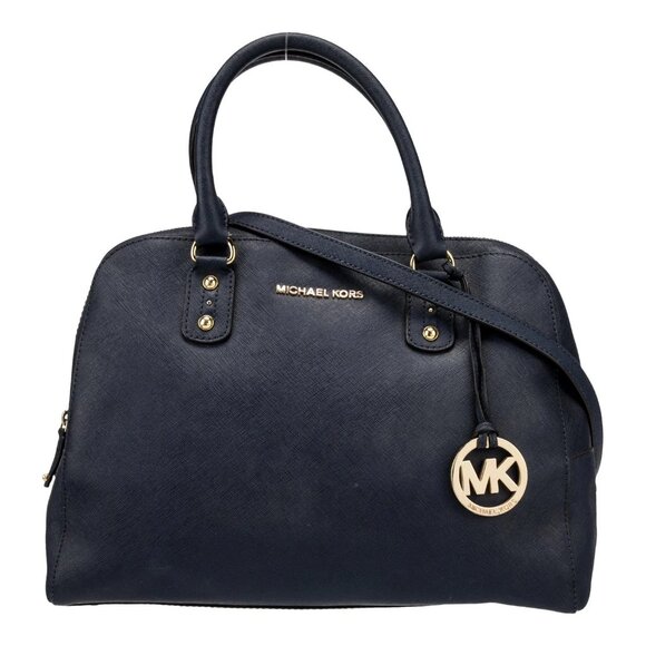 Michael Kors Navy Blue Leather Shoulder Bag Purse - Picture 1 of 14